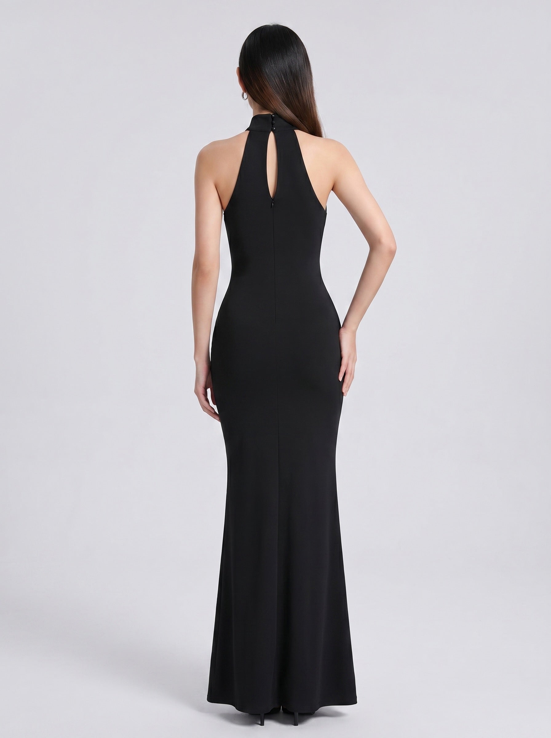Ottavia Halter Maxi Gown on model