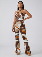 Ottilia Halter Neck Wide Leg Jumpsuit on model