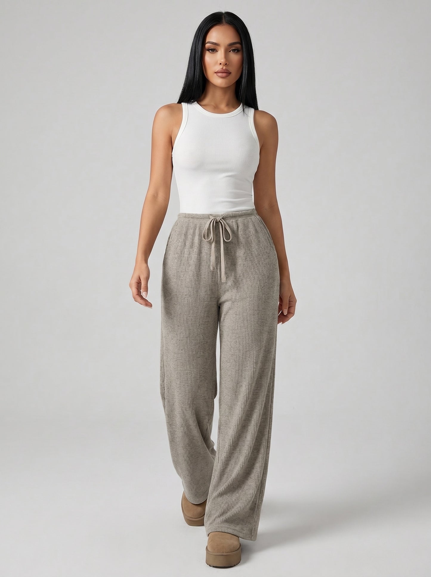 Paloma Wide Leg Drawstring Pant on model
