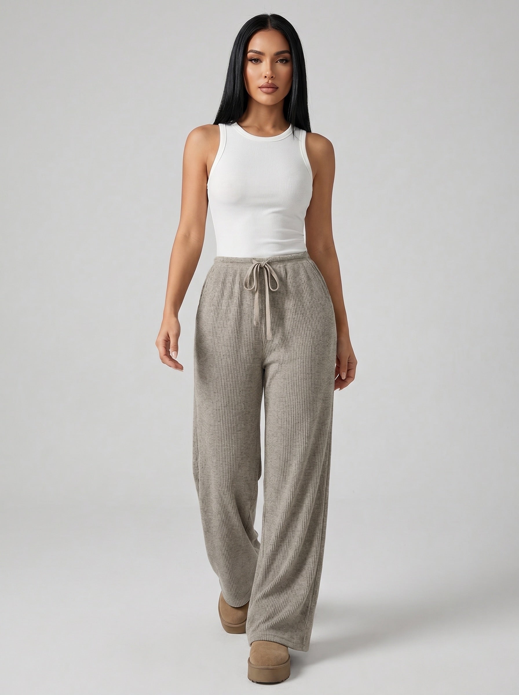 Paloma Wide Leg Drawstring Pant on model