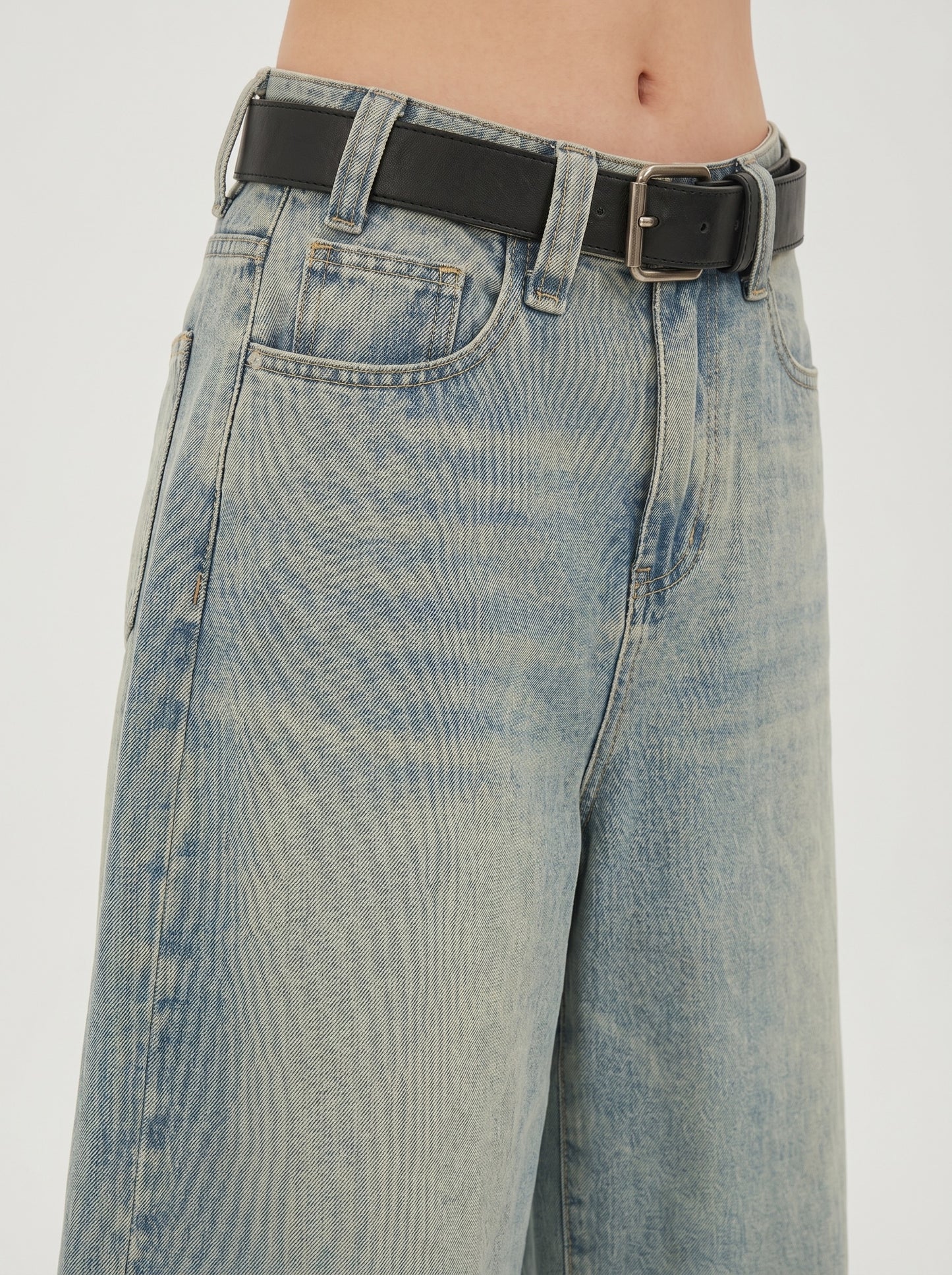 Penelope Denim Jorts on model