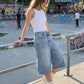 Penelope Denim Jorts on model