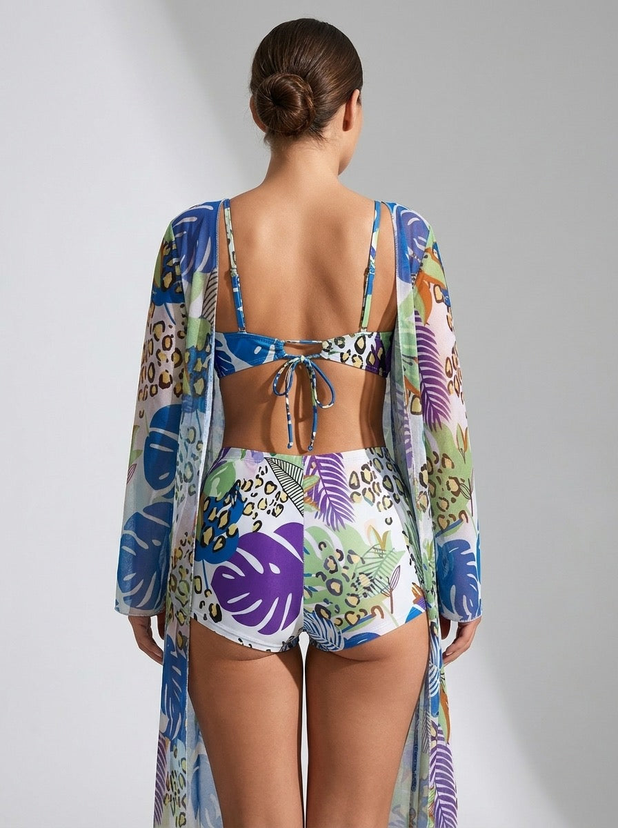 Portofina Tropical Boyshort Swim Set on model
