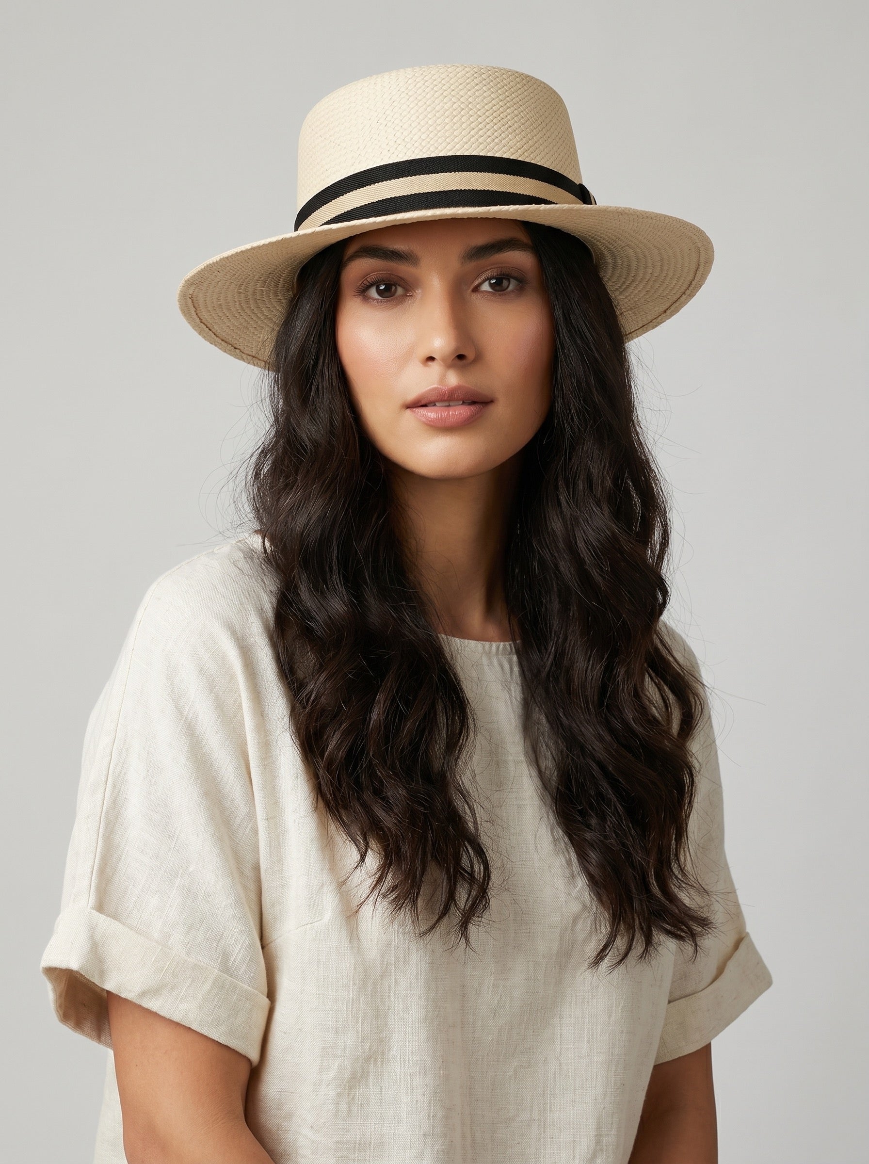 Portofino Straw Hat on model