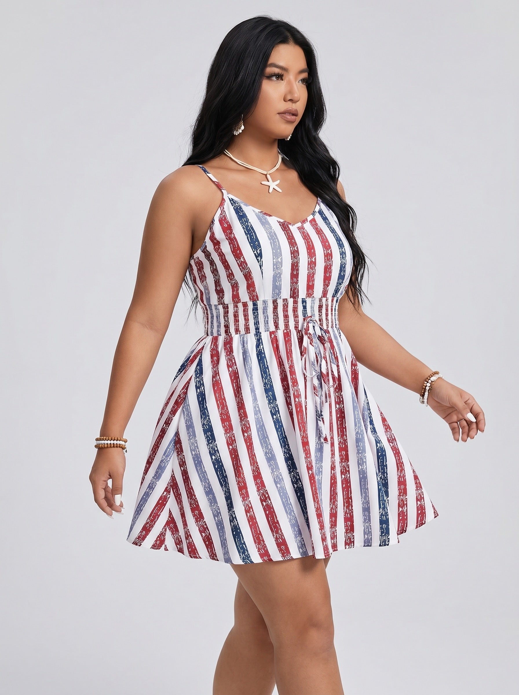 Portofino Striped Sundress on model