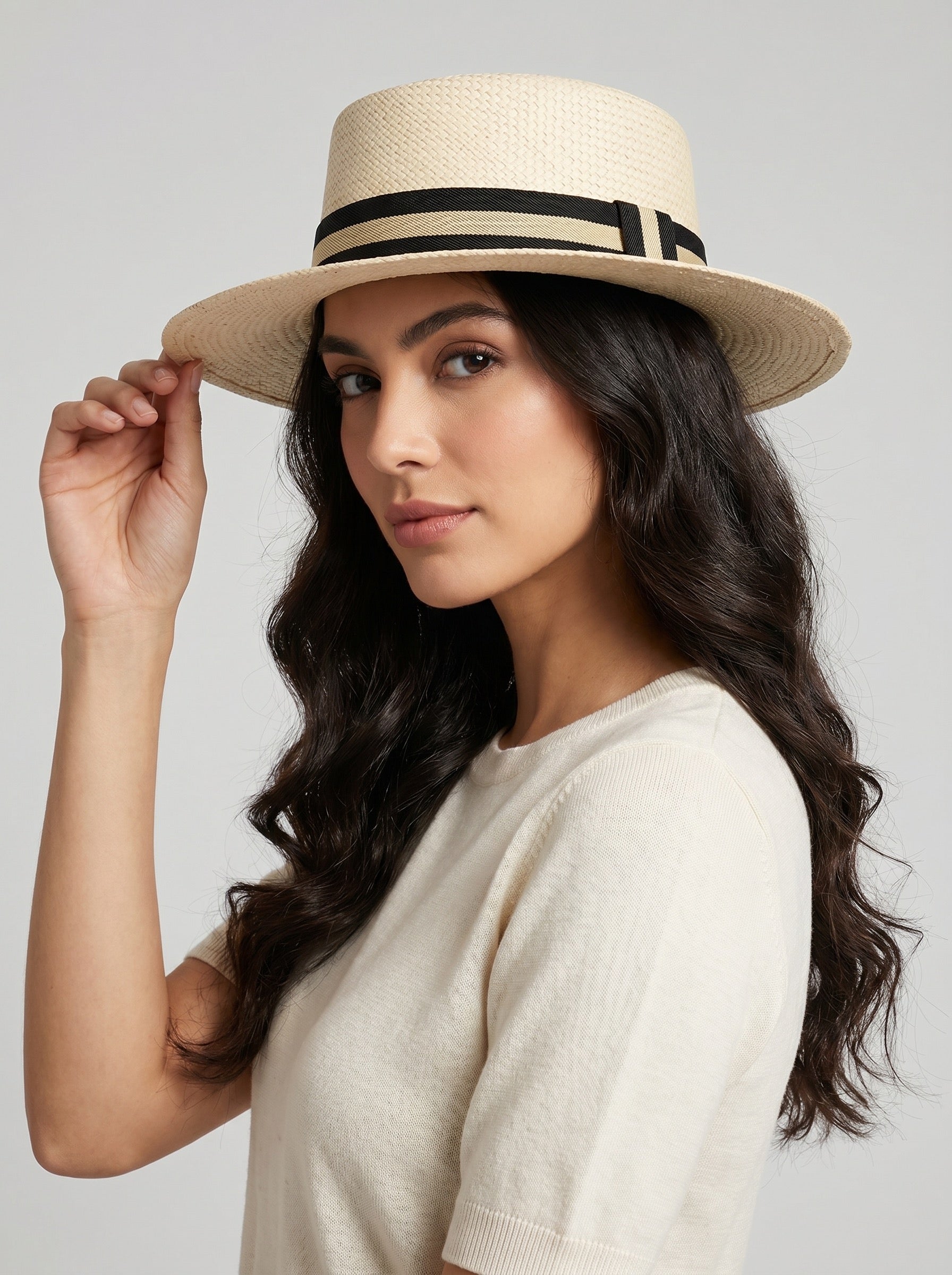Portofino Straw Hat on model