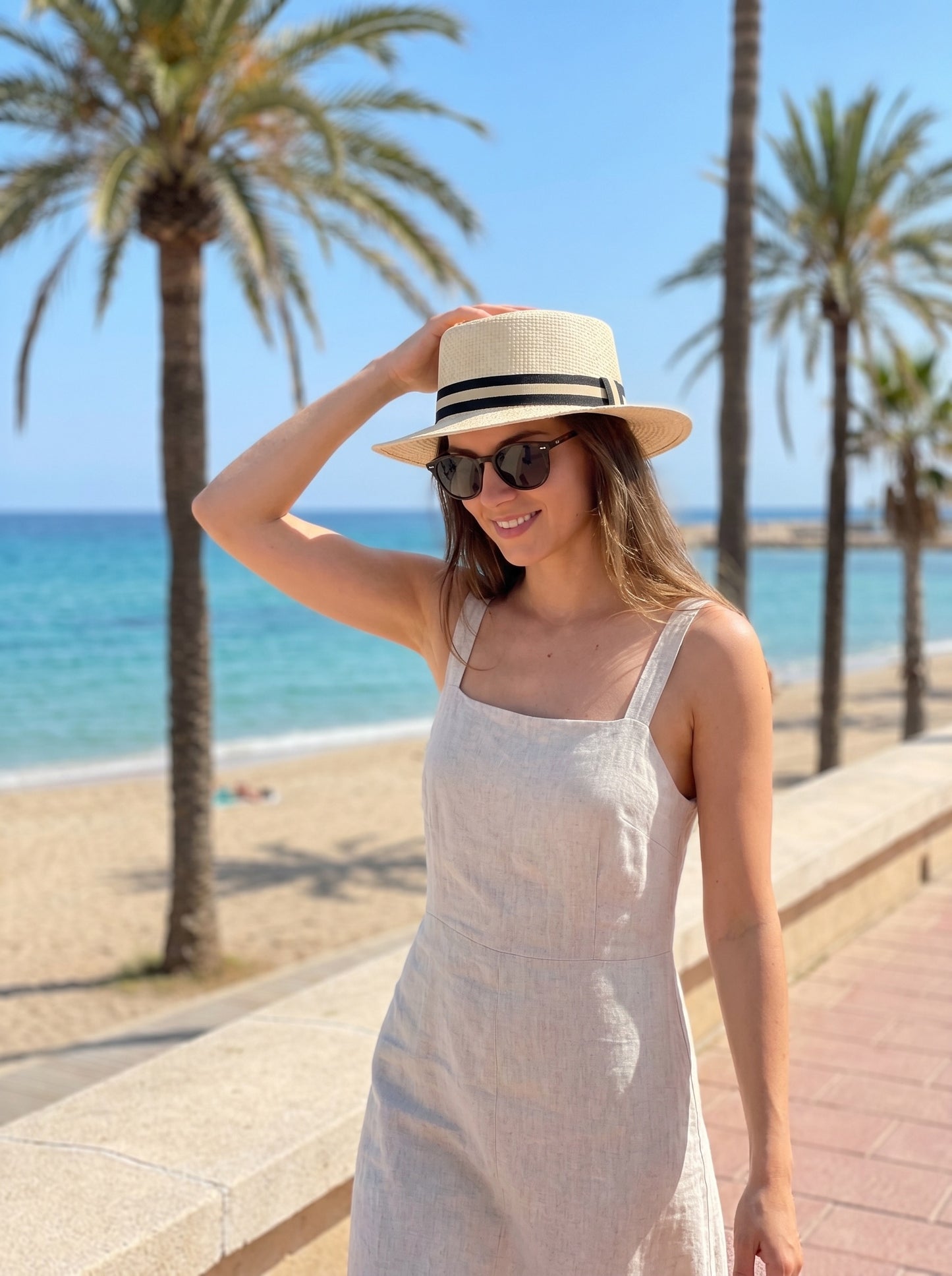 Portofino Straw Hat on model
