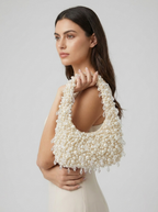 Priscilla Hand-Beaded Pearl Shoulder Bag on model
