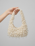 Priscilla Hand-Beaded Pearl Shoulder Bag on model