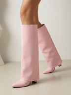 Raffaella Fold-Over Knee-High Wedge Boots on model