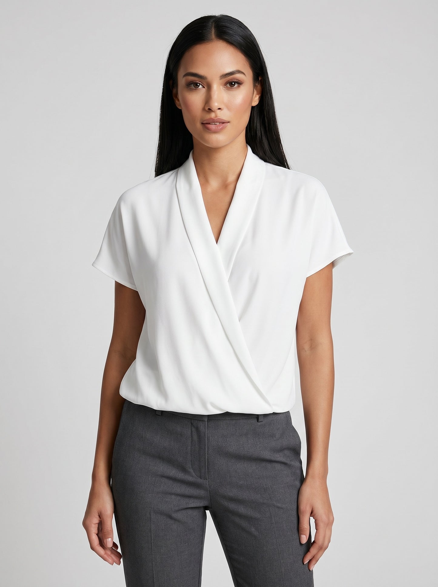 Renata Wrap Blouse on model