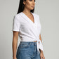 Renata Wrap Blouse on model