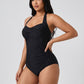 Renata Ruched Halter One-Piece on model