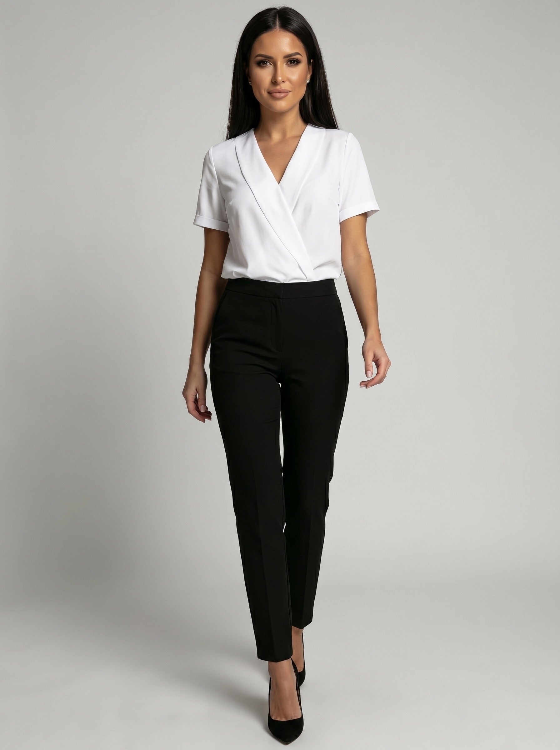 Renata Wrap Blouse on model