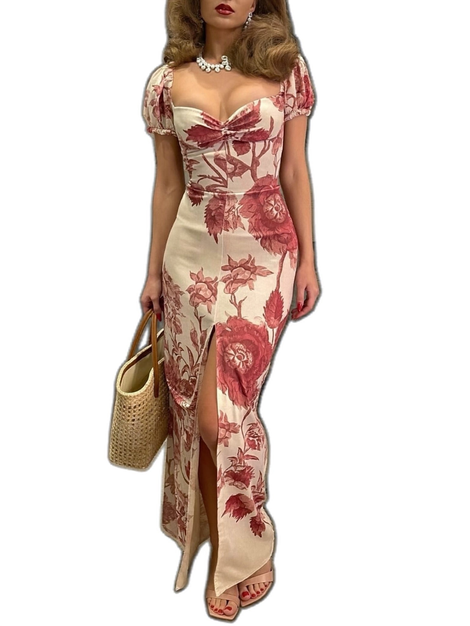 Renata Abstract-Print Midi Dress on model