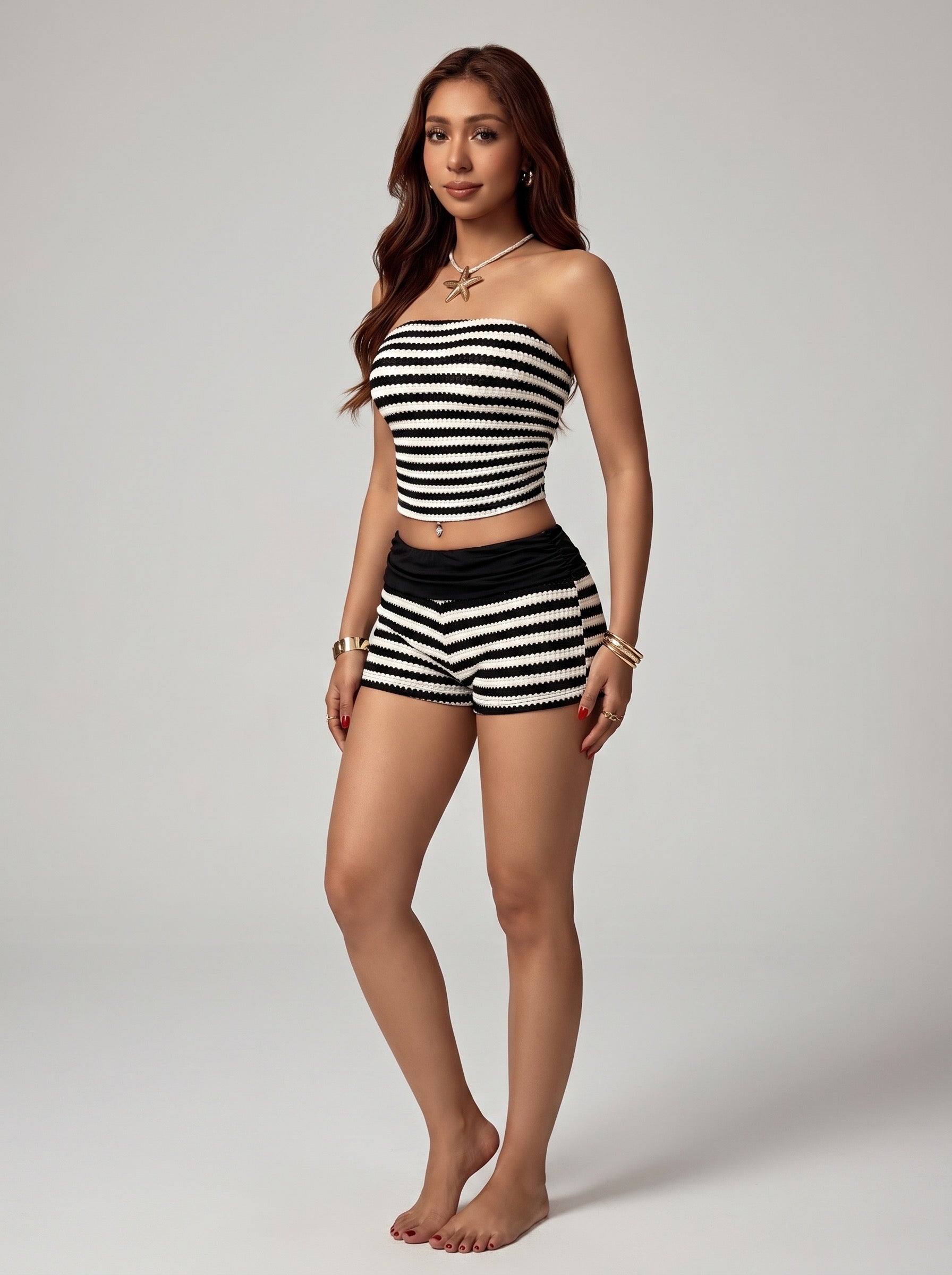 Riva Stripe Tube & Short Set on model