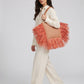 Riviera Raffia Beach Tote on model