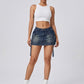 Romina Cargo Denim Mini Skirt on model