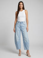 Romina Barrel Leg Jeans on model