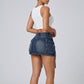 Romina Cargo Denim Mini Skirt on model