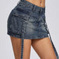 Romina Cargo Denim Mini Skirt on model