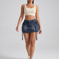 Romina Cargo Denim Mini Skirt on model