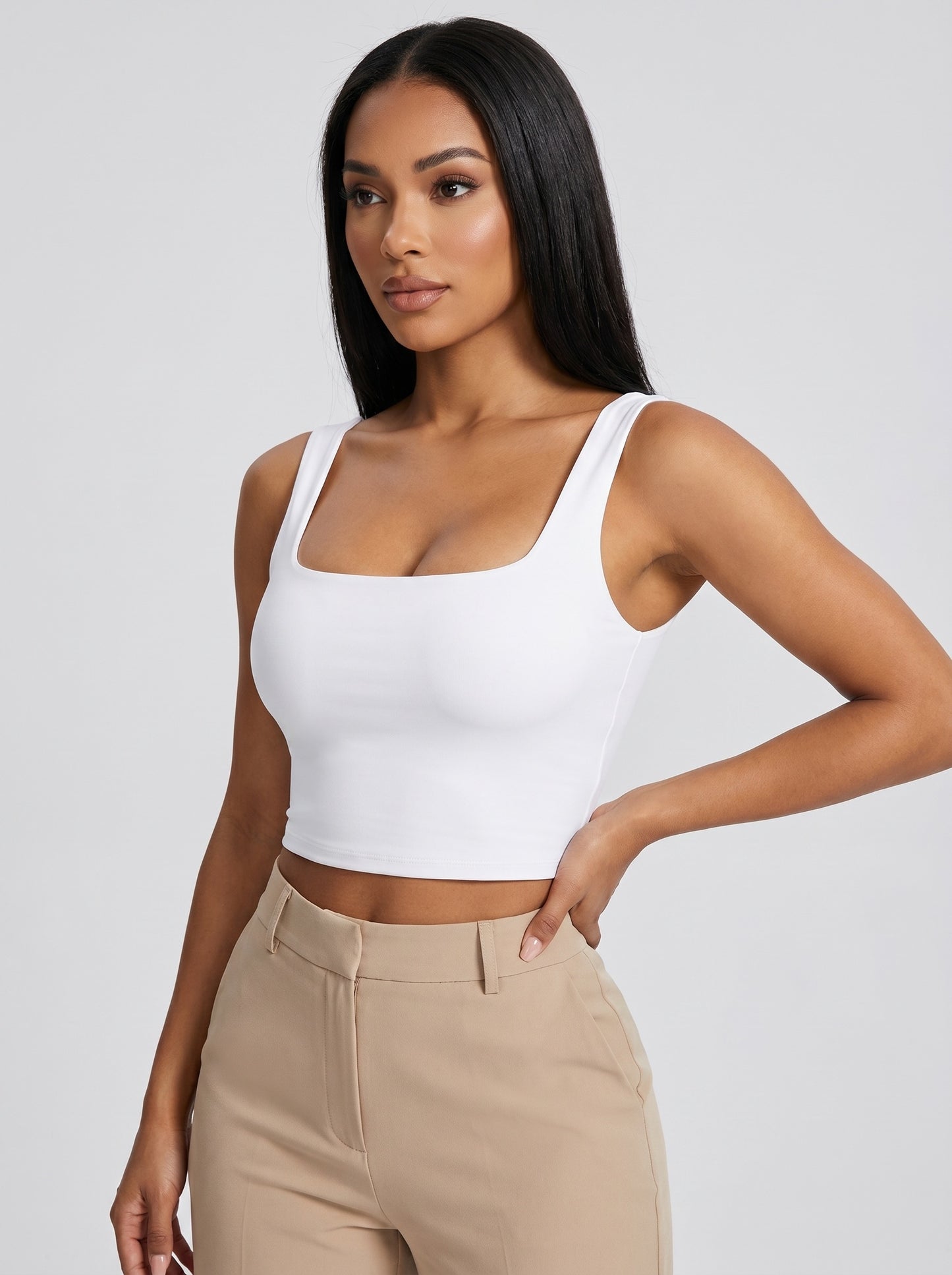 Romy Square-Neck Tank Top on model