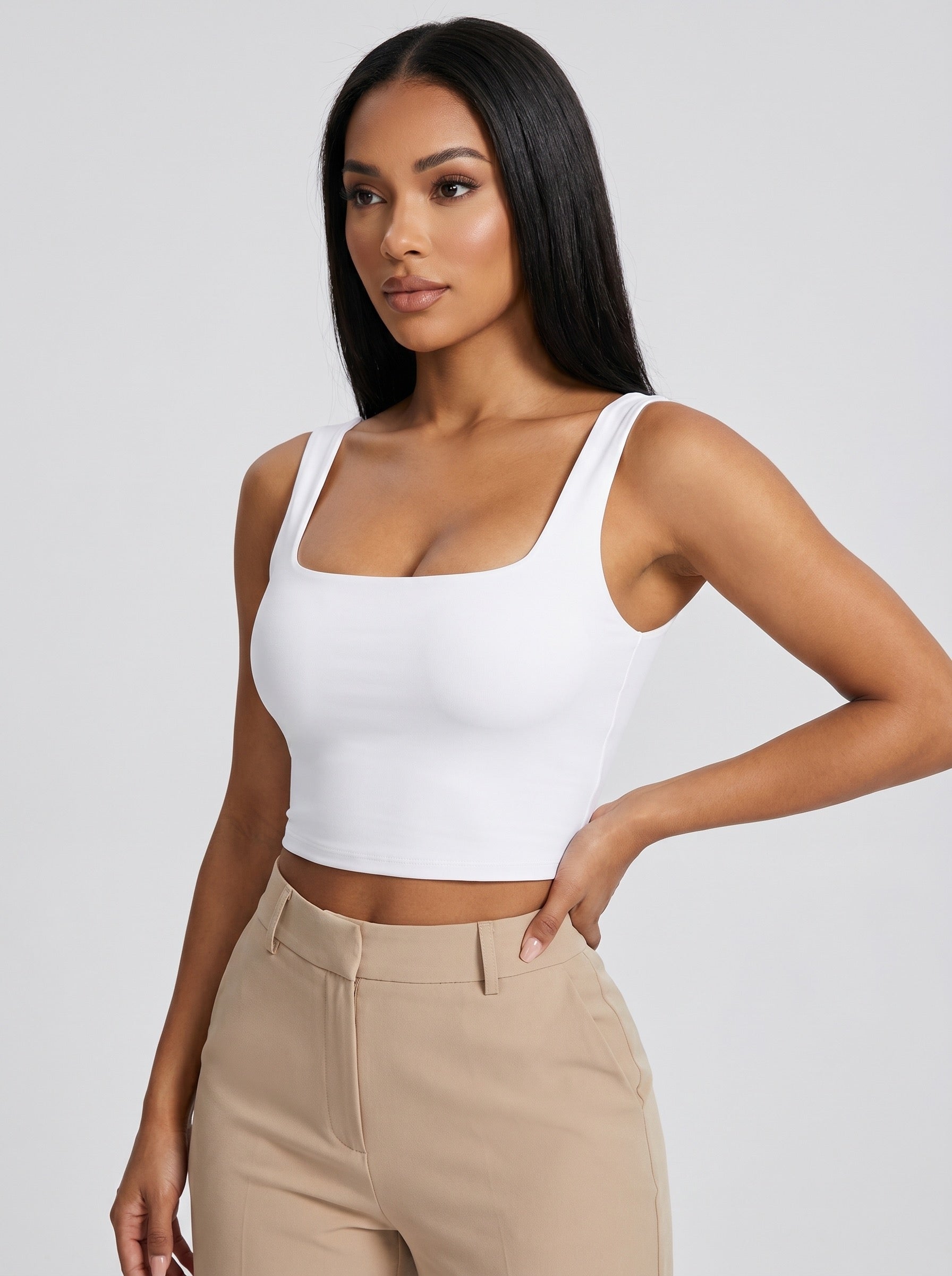 Romy Square-Neck Tank Top on model