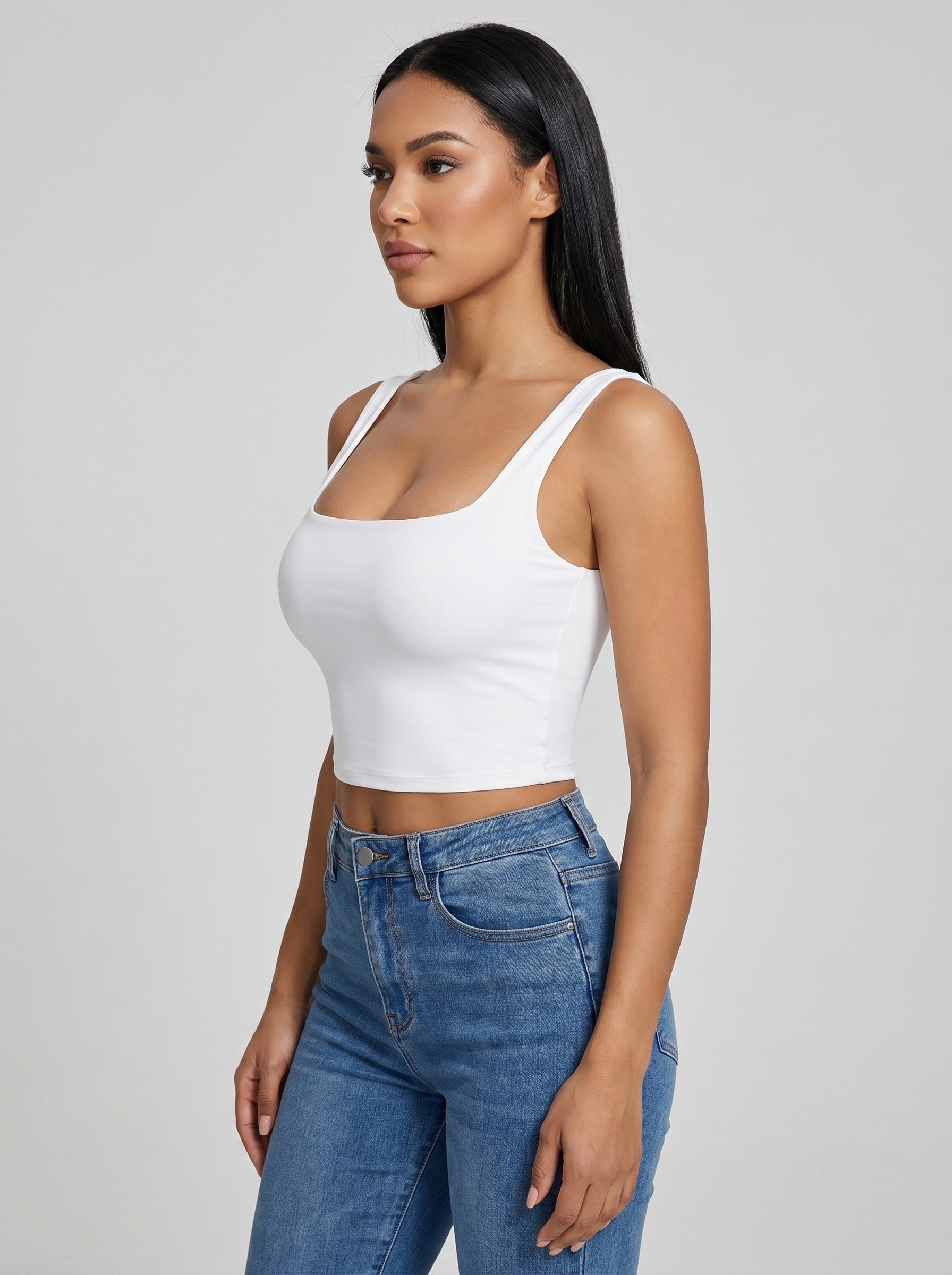 Romy Square-Neck Tank Top on model