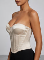 Rosabella Satin Corset Bustier Top on model
