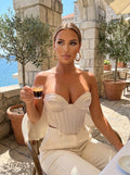 Rosabella Satin Corset Bustier Top on model