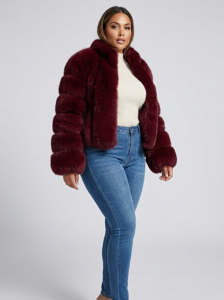 Rosamunda Cropped Faux-Fur Coat on model
