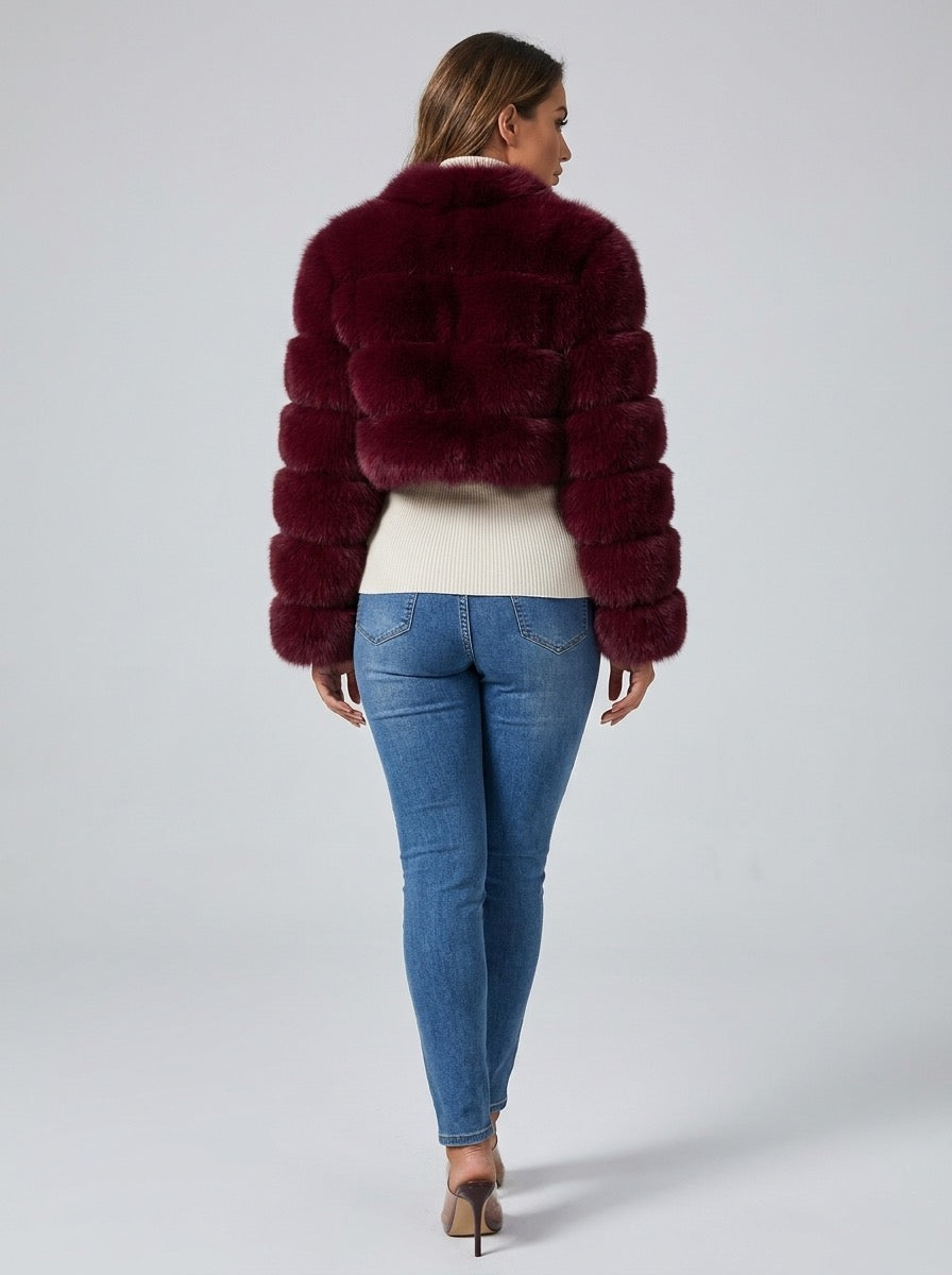Rosamunda Cropped Faux-Fur Coat on model