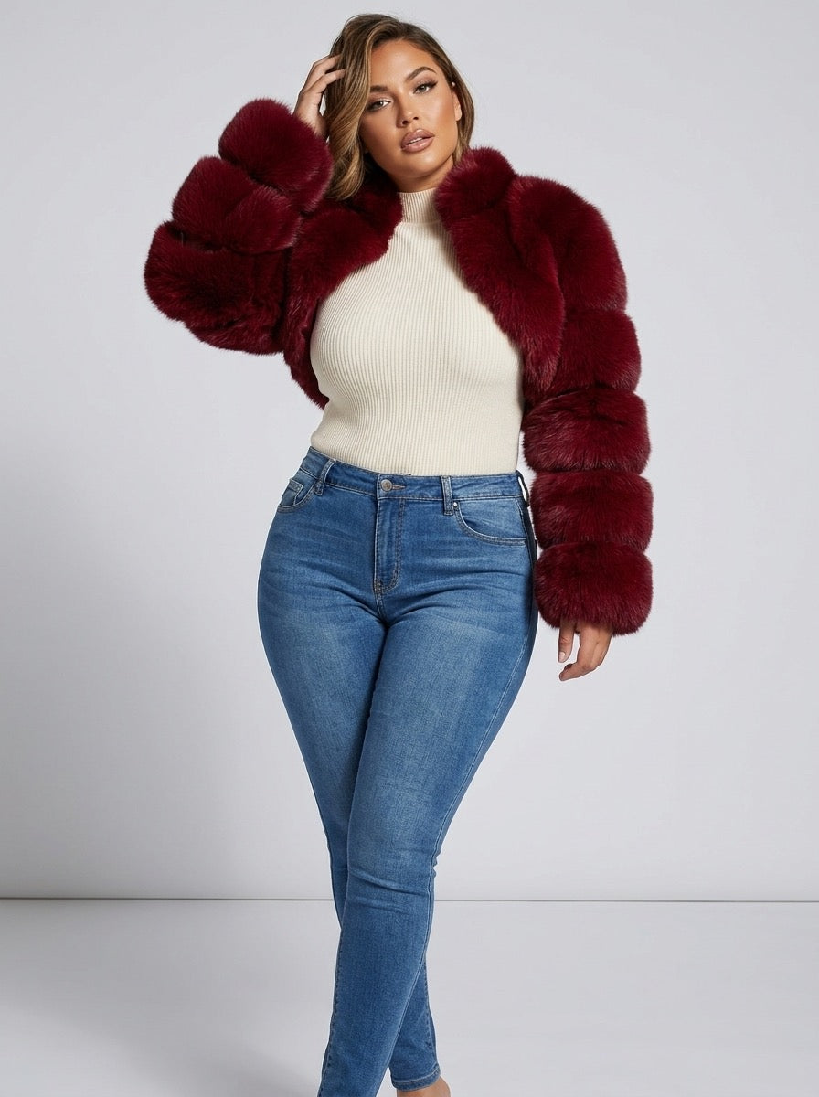 Rosamunda Cropped Faux-Fur Coat on model