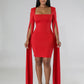 Rossana Cape Sleeve Bodycon Dress on model