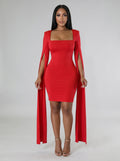 Rossana Cape Sleeve Bodycon Dress on model