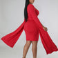 Rossana Cape Sleeve Bodycon Dress on model