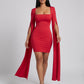 Rossana Cape Sleeve Bodycon Dress on model