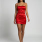 Rubina Satin Ruched Mini Dress on model