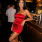 Rubina Satin Ruched Mini Dress on model