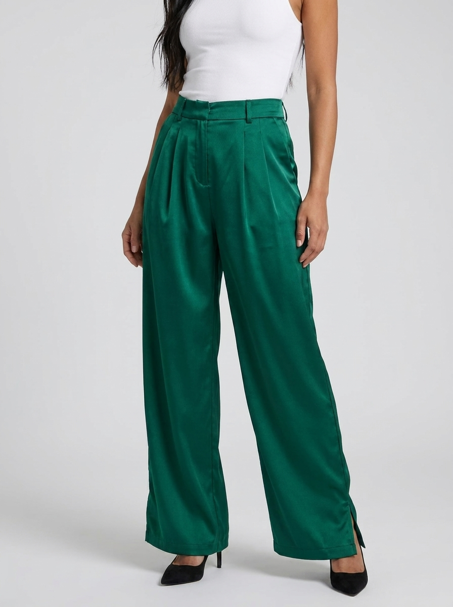 Sabrina Satin Wide-Leg Trouser — Oli Amore