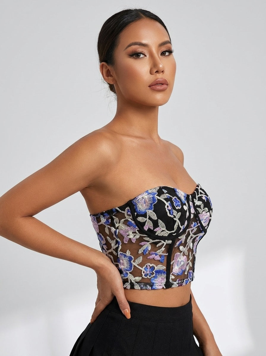 Samira Floral Corset Top on model