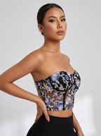 Samira Floral Corset Top on model