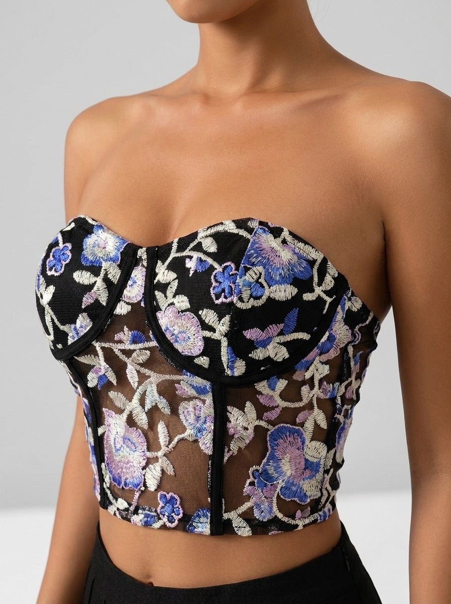 Samira Floral Corset Top on model