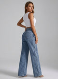 Santina High Waist Asymmetric Wide Leg Jeans on model