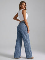 Santina High Waist Asymmetric Wide Leg Jeans on model