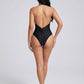 Savina Plunge Swimsuit on model