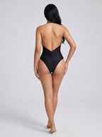 Savina Plunge Swimsuit on model
