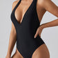 Savina Plunge Swimsuit on model