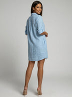 Savina Cotton-Linen Shirt Dress on model
